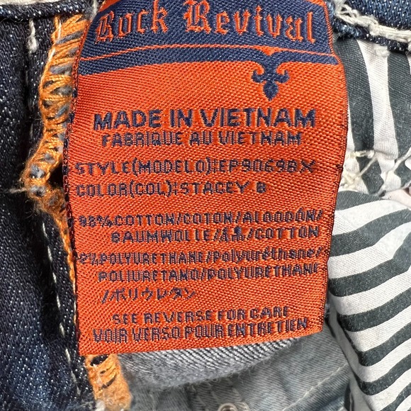 Rock Revival Jeans Women's 30 Stacey Boot Distressed Whiskered Blue Denim 30x34 - Picture 13 of 13